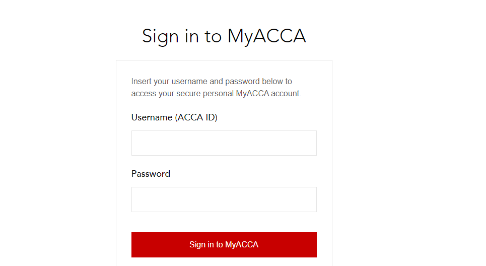 Đâng nhập tài khoản ACCA